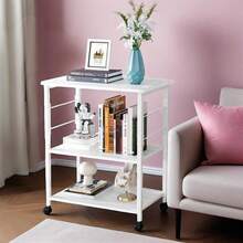 3-Tier Kitchen Bakers Rack, Utility Serving Cart, Multifunction Microwave Oven Stand, Baker's Rack With Storage Shelf And 10 Hooks - 黑色 - 查看 6