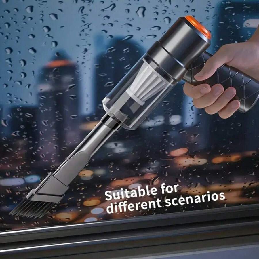 Upgraded 3-In-1 Car Vacuum Cleaner With Suction, Blowing, And Charging. This Rechargeable Cordless Mini Vacuum Features Powerful Suction. Perfect For Cleaning Your Car, Office, Or Home. Also Suitable For Outdoor Camping And Inflating/Blowing. - 黑色 - 查看 1