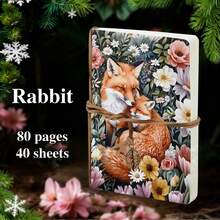 1 件，A5，80 页，动物森林速写本，兔子，松鼠，狐狸，猫头鹰，绷带悬挂，空白图片笔记本，便携式旅行速写本，DIY 日记本，空白笔记本，非常适合书写，非常适合彩色铅笔、油画颜料、马克笔和完美的礼物，圣诞礼物 - A5 - 查看 15