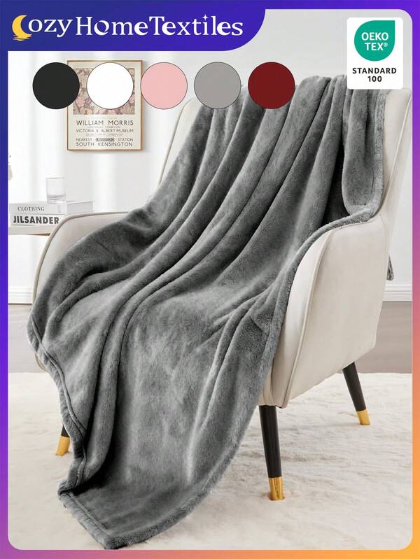 1pc Flannel Blanket - Soft Rustic Throw Blanket, Luxury Style, Easy Care, Lightweight And Versatile Throw Blanket, Multiple Colors And Sizes Available, Suitable For All Seasons, Throw For Multi-Purpose, Sofa Bed Blanket, Holiday Party Decoration, Machine Washable, 280GSM, Oeko-Tex