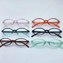 New Retro Small Frame Small Face Glasses Frame Student Female Plain Oval Fashion - Transparent Glasses, Gradient Frame, Party Supplies, Women's Decorative Glasses, Fashionable Design Computer Glasses, Fashion Accessories For Daily Outfits (Size Runs Small) - 棕色的 - 查看 5