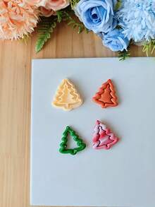 1 pieza Cortador de arcilla polimérica con diseño diferente de árbol de Navidad, molde de corte de arcilla navideña, herramienta de cerámica suave DIY, kit de fabricación de joyas de arcilla polimérica para pendientes, adornos navideños y manualidades festivas, suministros para manualidades