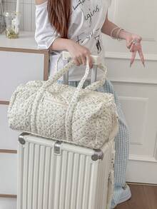 (38*20*20cm) Túi tote chần bông họa tiết hoa, túi xách tay và túi đeo vai nhẹ, túi đựng đồ đi bệnh viện cho bà mẹ mang thai - Nhiều màu - Xem 6