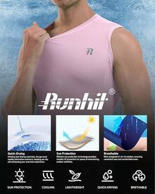 GYHSRunhit Sleeveless Compression Shirt Men Top Athletic Muscle Shirts Men - 淺粉色 - 查看 5