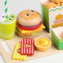 A Set Of Colorful Simulated Wooden Burger And Sandwich Play Toys, Classified And Stacked Toys, Parent-Child Interactive Toys, With Playful Expressions - Perfect As A Role-Playing Toy And An Ideal Gift For Back To School, Birthdays, Easter, Christmas, Halloween And Other Holidays. Toy Food Set, Lively Design, Using Durable Wooden Structure