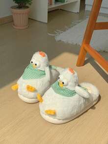 XIXITIAO Soft Plush Warm Autumn/Winter Indoor Cute 3D Chick Design Slippers, Creative Funny Comfortable Couple House Slippers - White - View 9