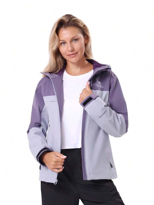 CAMEL CROWN Women's Rain Jacket Lightweight Waterproof Windbreaker Rain Coat With Hood Softshell Jacket For Outdoor Adventure