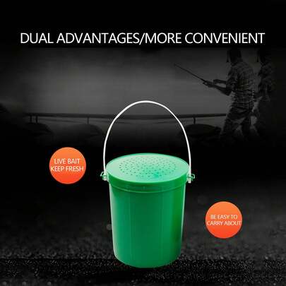 Fishing Bait Bucket Plastic Lure Earthworms Bucket Ventilated Storage For Worms And Leeches