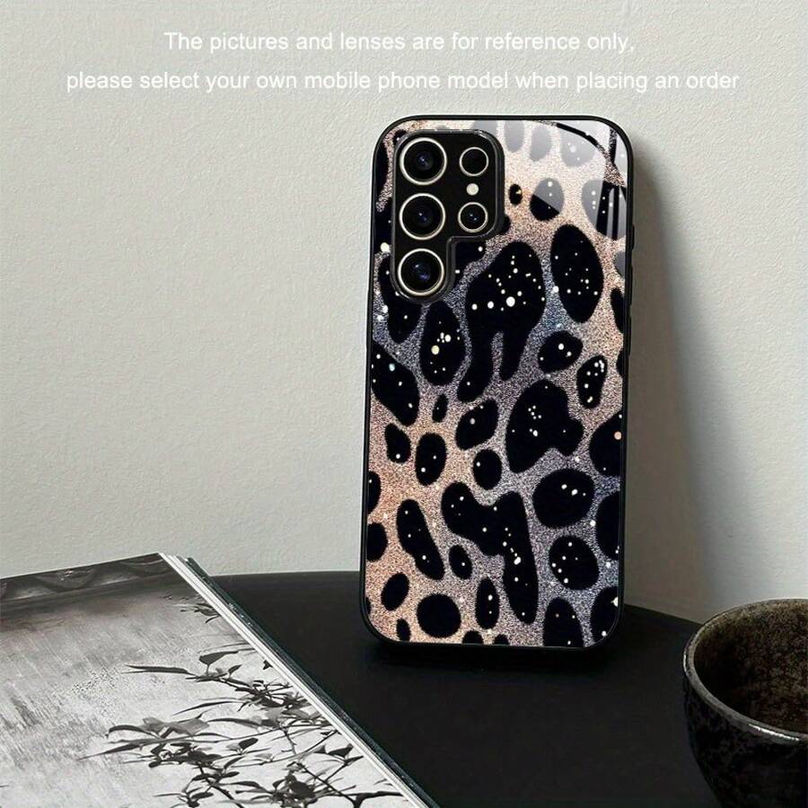 Funda de vidrio para iPhone 17air/16E/15/14/13/12/11 plus, Pro, Promax, X/XS/XR/XSMAX, Galaxy A03/A03S/A05S/A06/A07/A11/A12/A13/A14/A15/A16/A17/A22/A22/A23/A26/A31/A32/A34/A35/A36/A52/A53/A73, S21/S22/S23/S24/S25 Plus, Ultra, funda de vidrio reflectante, buena sensación al tacto, protección de borde suave, adecuada para hombres y mujeres - Negro - Ver 1