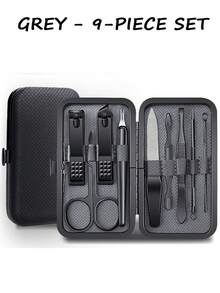 7/8/9pcs Men's Manicure Set, Includes Finger & Toe Nail Clippers, Professional Grooming Kit With Travel Storage Case, Ideal Gift For Men, Husbands, Boyfriends Or Parents - Grey - View 10