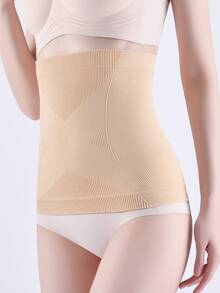 1件装女士纯色尼龙无缝跑步护腹塑身腰带，适合日常穿着