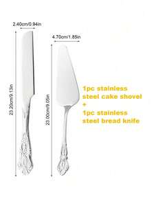 2/3/4 Pieces Set Stainless Steel Cake Cutlery Set With Floral Handle, Professional Cake Cutting Tool, Wedding Gift - Multicolor - View 16