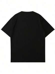 Men's Graphic T-Shirt With Slogan - Black - View 2