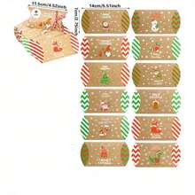 12pcs Christmas Pillow Boxes With Ropes, Candy Packaging Boxes, Christmas Party Gift Packaging Advent Calendar Gift Packaging Box Christmas Matching Supply - Multicolor - View 3