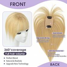 5x9cm Human Hair Topper Hair Piece Top Base Middle Part With Bangs 10 Colors Available For Women Hair Loss Or Bangs HairStyle - S27 - 查看 7