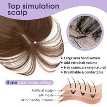 5x9cm Human Hair Topper Hair Piece Top Base Middle Part With Bangs 10 Colors Available For Women Hair Loss Or Bangs HairStyle - S4 - 查看 4