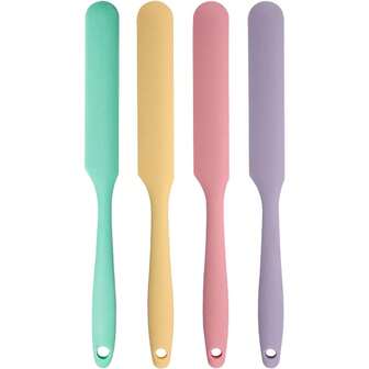 4 Pcs Silicone Jar Spatulas,Sourdough Spatula With Long Handle,Cake Cream Butter Spatulas(4 Pcs)