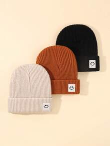 3件装儿童针织帽保暖宝宝针织帽男童女童可爱时尚针织帽日常聚会婴儿针织帽秋冬 - 彩色 - 查看 10