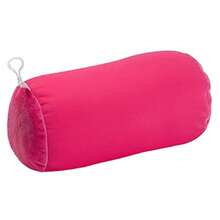 Microbead Bolster Tube Travel Pillow - Compact Neck Roll Pillow For Airplane Car Or Home - Soft Lumbar Port Pillow - Pink