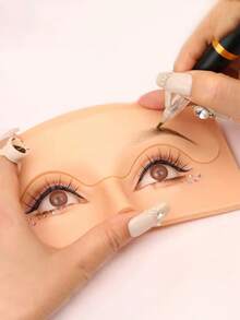 1 Set Reusable 3D Makeup Practice Silicone Face & Eye Makeup Training Pad, Silicone Material, Suitable For Makeup, Eyelash, Tattoo Training - Multicolor - View 2