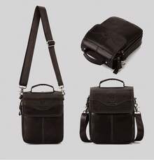 Men's Genuine Leather Crossbody Bag, Top Layer Cowhide Crossbody Bag, Large Capacity Crossbody Bag With Adjustable And Detachable Wide Shoulder Strap - 灰色 - 查看 5