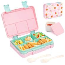 1pc Large Capacity Sealed Leak-Proof Bento Box With Lid, Cartoon Pattern Multicolor Lunch Box, Portable Microwave Heating Lunch Box, Fruit Box, Storage Box, Reusable, Detachable Compartment, Easy To Clean - Ideal For Office Lunch, Outdoor Travel And Back To School - Multicolor - View 15