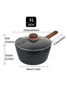 ABKOK 1pc Aluminum Non-Stick Cookware Set With Lid, Multi-Functional Soup Pot, Large Capacity Design, Non-Stick & Scratch-Resistant, Suitable For All Stove Types, Ideal Choice For Healthy Cooking