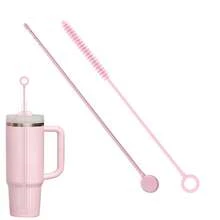 Silikonstrohhalm-Reinigungsbürste, wiederverwendbare Strohhalm-Reinigungsbürste mit biegsamem Stahlkern, extra lange weiche Flaschenbürste zum Reinigen von Glasstrohhalmen, zum Säubern von Spalten