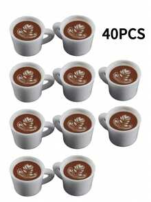 50/40/30/20/10/5/4/3/2 szt. Miniaturowa zawieszka do filiżanki do kawy Latte Art, żywica 3D, figurka do samodzielnego wykonania, wystrój cukierni, ozdoba na biurko
