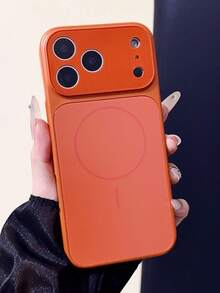 1 件豪华玻璃镜头保护磁性无线充电橙色手机壳适用于 17 AIR 16 15 14 13 Pro Max Plus 柔软硅胶后盖 - 橘色 - 查看 8