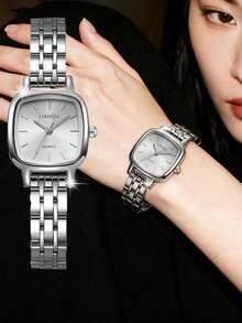 LIANDU 1 Damen Uhr, elegante hochwertige quadratische Zifferblatt Damen Quarzuhr, stilvolle Quarz Zeitanzeige mit hochwertigem Edelstahl Armband, geeignet für den täglichen Gebrauch, Abendveranstaltungen und besondere Anlässe, mit sorgfältig gefertigten Details, perfekt für den täglichen Arbeitsweg oder als Geschenk