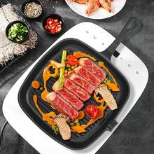 4-teiliges Schwerlast-Grill- & Bratpfannen Gusseisen mit Deckeln, erhöhte Ränder & Abflussöffnungen, gleichmäßige Wärme, spülmaschinenfest für Pfannkuchen/Braten/Burger - Schwarz - Übersicht 5