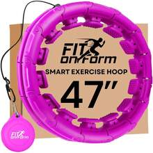 Aro con Peso para Adultos, Aro Inteligente 2 en 1 para Fitness y Abdominales, 24/28/32 Nudos Desmontables Ajustables - Morado-55" - Ver 11