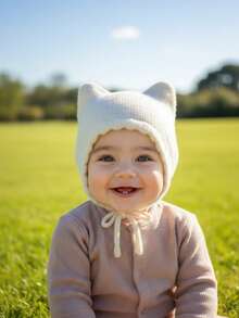 1件装3-12个月婴儿白色针织双角帽，秋冬保暖婴儿帽，可爱卡通婴儿帽系列 - 1PC - 查看 7