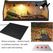 10W Reptile Heating Pad Tank Warmer With Temperature Control, Power Adjustment Under Terrarium Heater Heat Mat For Reptiles Turtle, Tortoise, Snakes, Lizard - Black - View 6