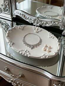 Luxury Display Tray, Jewelry Display Tray, Ring Holder, Elegant Resin Decorative Tray, European Embossed Design, Suitable For Vanity, Makeup Table, Wedding Decor, Photography Props, Women's Gift, Christmas, Birthday - Multicolor - View 12