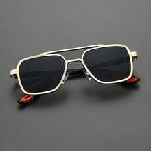 1 Piece Of Men's Vintage Geometric Frame Glasses, Fashion Accessory. - 銀色框灰色鏡片 - 查看 1