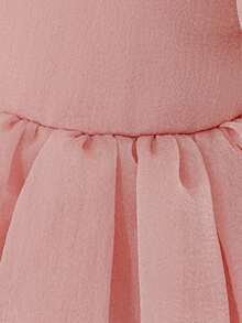 Vestito da damigella d'onore per bambine con collo rotondo, schiena in rete con fiocco, motivo floreale carino, adatto per feste di 1° compleanno, matrimoni, uscite, non include fascia per capelli