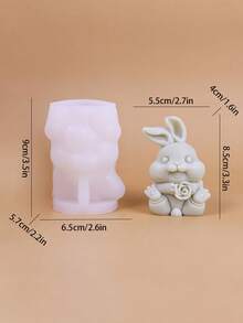 Molde de silicona multifuncional en forma de conejo y conejo de orejas grandes para hacer calentadores de manos y aromaterapia - Blanco - Ver 3