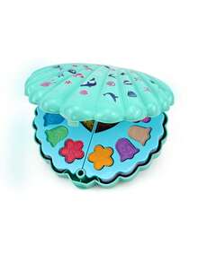 1/2Pcs ABS Shell Shape Kids Makeup Bag Toy, Pink Blue Princess Cosmetic Case With Mirror, Washable Cosmetics, Birthday Christmas Gift For Little Girls - Multicolor - View 11