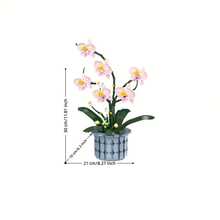 1000 piezas Conjunto de bloques de construcción de ramos de flores de orquídea, incluye maceta, plantas artificiales, ideal para decoración del hogar, oficina, regalos para amantes de las flores, manualidades, Navidad, Pascua, Día de la Madre, fiestas, cumpleaños