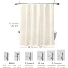 1 件波西米亚白色编织面料浴帘，带流苏，72 英寸 X 72 英寸，现代农舍简约风格，毛绒雪佛龙复古纹理，浴室防水窗帘，酒店装饰房间装饰浴室配件 - 彩色 - 查看 12