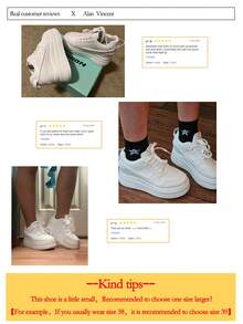 Alan Vincent【厚底运动鞋系列】建议选大一码，平时穿37码的就选38码 白色女鞋 2025年优雅唯美新款女士休闲鞋 女士厚底鞋 户外舒适运动鞋 内增高5cm 派对鞋 适合矮个子女性