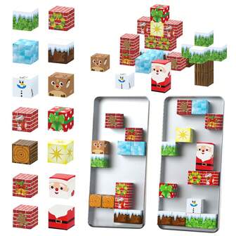 Bloques magnéticos, cubos de construcción de rompecabezas 3D, juego de apilamiento STEM genial para niños y niñas, rellenos de calcetines navideños, recuerdos de fiesta navideña y regalo de Halloween