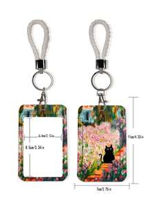 1 Set Cute Cat Print Fashion Personalized Cartoon Pull-Tab Keychain Pendant, Student Wristband Card Holder, Women Card Holder, ID Bus Protection Cover, Student Campus Card Protection Cover - Multicolor - View 8