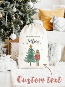 Sac de Crăciun personalizat cu nume personalizat, cu zână cu prune de zahăr, balerină, spărgător de nuci, ciorap de Crăciun vesel, decorațiune de Crăciun, cadou de familie, prieten, geantă de jucării, Crăciun, multifuncțional, durabil, ornamental, reutilizabil, rafinat, elegant - Multicolor - Vizualizare 2
