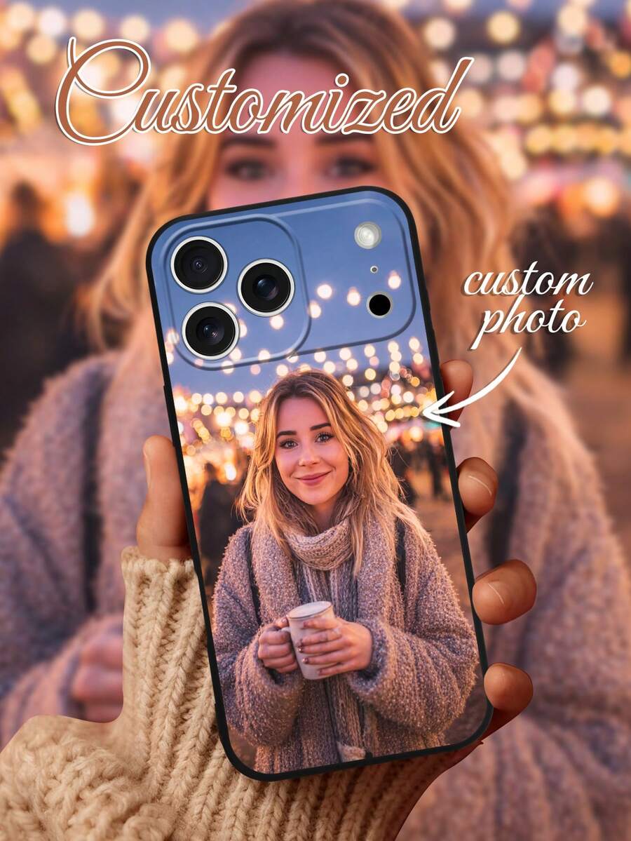 1pc Personalized Photo Phone Case With Family/Friends Pattern, Shockproof Black Full Coverage Protective Case, Suitable For IPhone11/12/13/14/15/16/16Pro/16ProMax/16Plus/17/17Pro/17ProMax/17e/Air/XS/X25/S25Ultra/S25Edge/A26/A36/A07/A17/S25FE/S26/S26Ultra/S26Plus/9A 5G/9/Pixel 10A/Moto G85, Fashionable Gift,International Version, Not The Domestic Version - Black - View 1