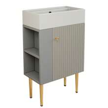 Bathroom Furniture Washbasin With Vanity Unit 55 Cm, Vanity Unit, Small Guest Bathroom Furniture, White - Grey - View 6