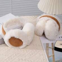 1pc Winter Ear Warmer With Faux Rabbit Fur, Warm Thermal Lined Foldable Ear Muffs, Windproof And Foldable Ear Cover Winter Accessories - White - View 4