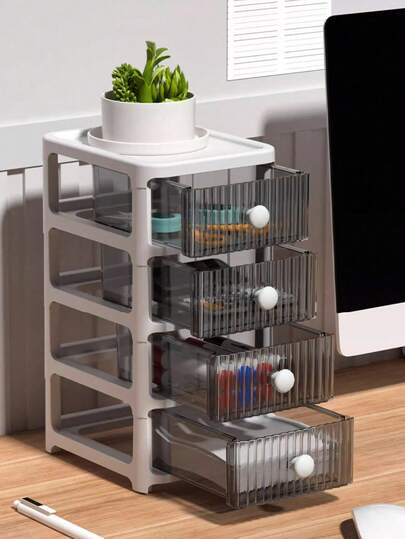 1pc/Desktop Drawer Organiser, Multi-Layer Cosmetic Display Rack, Large Capacity Dustproof Drawer Organiser, Office Supplies Organisation, Stationery, Cosmetic Storage, Suitable For Home, School, Office, Dresser Display Racks, Home Decoration, House Decoration, Bedroom Decoration, Autumn Decoration, Holiday Decoration.